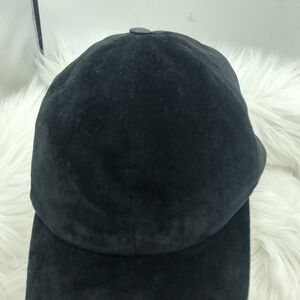 VIANEL NEW YORK VELVET HAT Black Leather Snap Closure Made In Italy